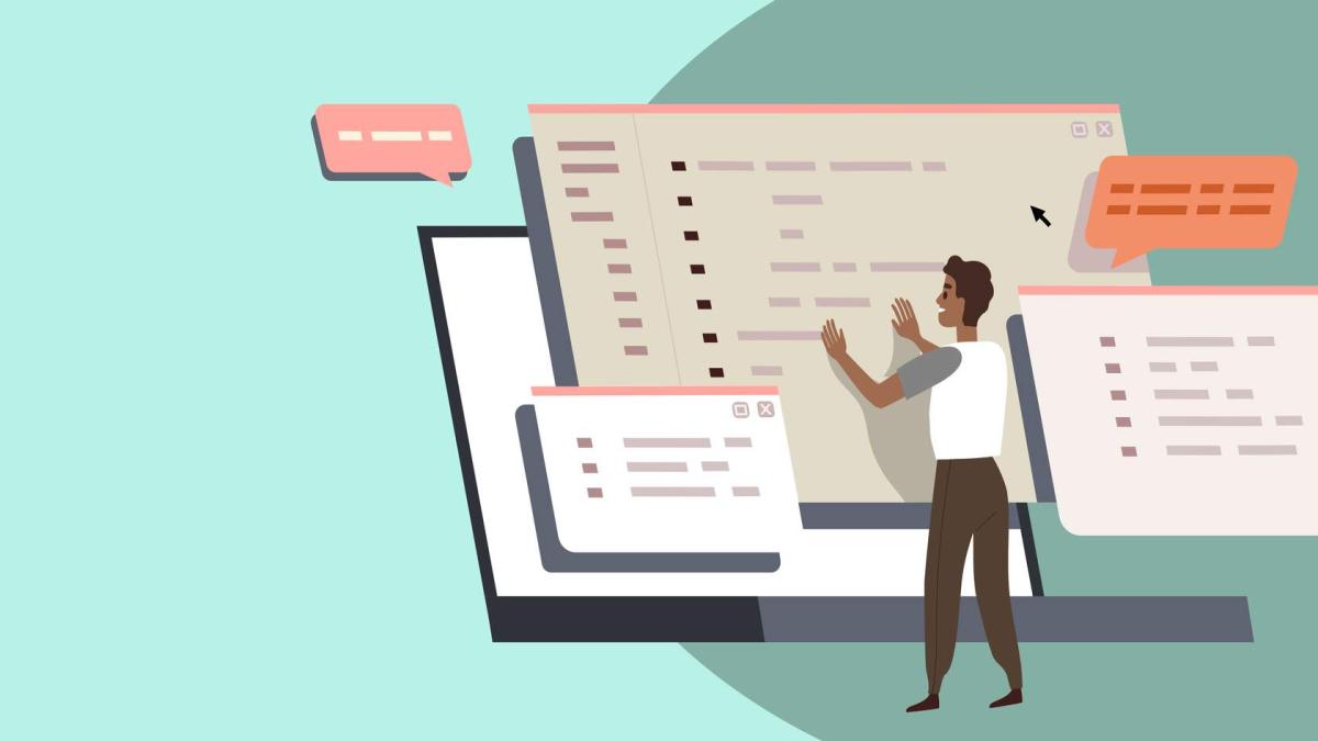 graphic of man at large computer screen